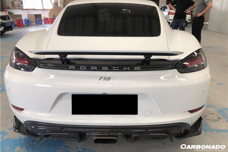 2017 - 2023 Porsche 718 Cayman & Boxster AM Style Carbon Fiber Rear Lip with Caps
